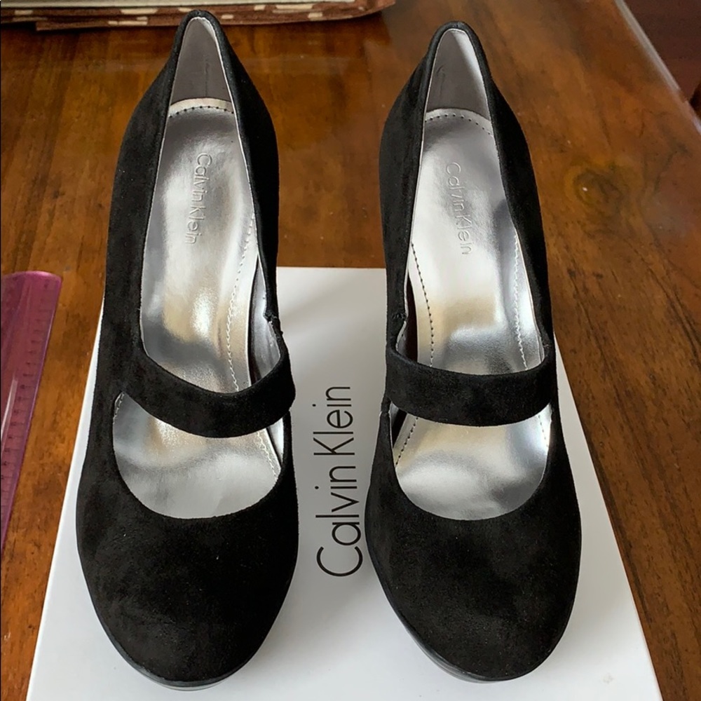 Calvin Klein black platform heels